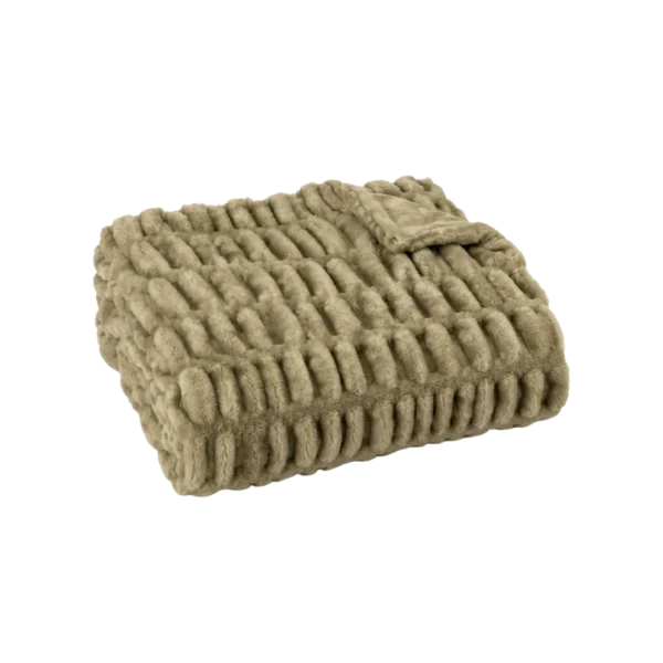 Paul Costelloe Ruched Fur Throw - Taupe Beige