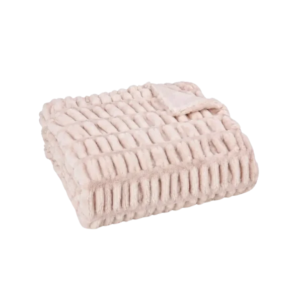 Paul Costelloe Ruched Fur Throw - Blush Pink